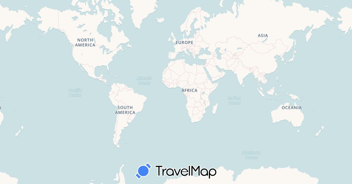 TravelMap itinerary: driving, bus, plane, cycling, train, hiking, boat, motorbike in Argentina, Australia, Bolivia, Canada, Chile, Colombia, Cuba, Ecuador, France, New Zealand, Peru, French Polynesia, Qatar, Uruguay (Asia, Europe, North America, Oceania, South America)